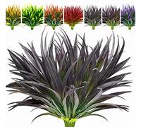 Nvzi 8 Pcs Outdoor Fake Plants UV Resistant Artificial Tall Grass Plants Faux Tropical Flowers Bushes Décor Black