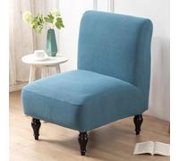 Nvzi Armless Chair Slipcovers Stretch Jacquard Single Sofa Slipcover, Armless Chair Furniture Protector Cover Removable (Blue)