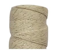 Nvzi - b 109 Meters 1.5mm Twisted Macrame Cotton Cord Gold Wire Braiding Yarn Cord for Knitting DIY Jewelry Making Plant Wall Hanger Home Garden Decoration Beige A