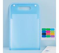 Nvzi-b Extended Waterproof Folder, Vertical A4 File Organizer with Handle, Portable Vertical A4 Hand-held Organ Bag, Plastic Transparent Folder Pockets Envelope (Blue A)