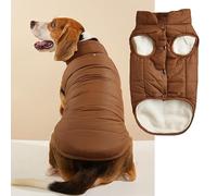 Nvzi-b Windproof Dog Winter Jacket Dog Coat Warm Dog Vest Cold Weather Pet Apparel with 2 Layers Fleece Lined for Small Medium Large Dogs (L, Brown)