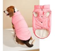 Nvzi-b Windproof Dog Winter Jacket Dog Coat Warm Dog Vest Cold Weather Pet Apparel with 2 Layers Fleece Lined for Small Medium Large Dogs (M, Pink)