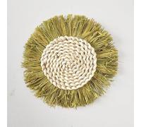 Nvzi Boho Wall Baskets Decor Hanging Rustic Rattan Wicker Wall Baskets Round Wall Art for Farmhouse Living Rooms Bedrooms Kitchen Decorations (Green)