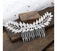 Nvzi Bridal Flower Wedding Hair Pins Crystal Pearl Hair Combs Clips Headpiece Gold Wedding Hair Accessories Jewelry with Rhinestone for Brides Bridesmaids Women Girls (Silvery) Z45