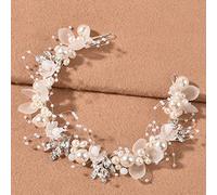 Nvzi Bridal Flower Wedding Hair Pins Crystal Pearl Hair Combs Clips Headpiece Gold Wedding Hair Accessories Jewelry with Rhinestone for Brides Bridesmaids Women Girls (Silvery) Z06
