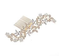 Nvzi Bridal Flower Wedding Hair Pins Crystal Pearl Hair Combs Clips Headpiece Gold Wedding Hair Accessories Jewelry with Rhinestone for Brides Bridesmaids Women Girls (Gold) A41