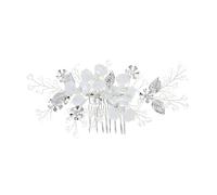 Nvzi Bridal Flower Wedding Hair Pins Crystal Pearl Hair Combs Clips Headpiece Gold Wedding Hair Accessories Jewelry with Rhinestone for Brides Bridesmaids Women Girls (Silvery) Z56