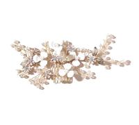 Nvzi Bridal Flower Wedding Hair Pins Crystal Pearl Hair Combs Clips Headpiece Gold Wedding Hair Accessories Jewelry with Rhinestone for Brides Bridesmaids Women Girls (Gold) A35