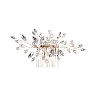 Nvzi Bridal Flower Wedding Hair Pins Crystal Pearl Hair Combs Clips Headpiece Gold Wedding Hair Accessories Jewelry with Rhinestone for Brides Bridesmaids Women Girls (Gold) A15