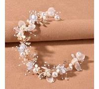 Nvzi Bridal Flower Wedding Hair Pins Crystal Pearl Hair Combs Clips Headpiece Gold Wedding Hair Accessories Jewelry with Rhinestone for Brides Bridesmaids Women Girls (Blue) X31