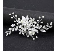 Nvzi Bridal Flower Wedding Hair Pins Crystal Pearl Hair Combs Clips Headpiece Gold Wedding Hair Accessories Jewelry with Rhinestone for Brides Bridesmaids Women Girls (White) X13