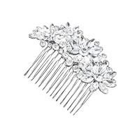 Nvzi Bridal Flower Wedding Hair Pins Crystal Pearl Hair Combs Clips Headpiece Gold Wedding Hair Accessories Jewelry with Rhinestone for Brides Bridesmaids Women Girls (Silvery) Z57