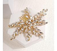 Nvzi Bridal Flower Wedding Hair Pins Crystal Pearl Hair Combs Clips Headpiece Gold Wedding Hair Accessories Jewelry with Rhinestone for Brides Bridesmaids Women Girls (White) X22
