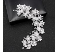 Nvzi Bridal Flower Wedding Hair Pins Crystal Pearl Hair Combs Clips Headpiece Gold Wedding Hair Accessories Jewelry with Rhinestone for Brides Bridesmaids Women Girls (White) X12