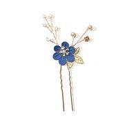 Nvzi Bridal Flower Wedding Hair Pins Crystal Pearl Hair Combs Clips Headpiece Gold Wedding Hair Accessories Jewelry with Rhinestone for Brides Bridesmaids Women Girls (Dark Blue) L24