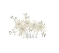Nvzi Bridal Flower Wedding Hair Pins Crystal Pearl Hair Combs Clips Headpiece Gold Wedding Hair Accessories Jewelry with Rhinestone for Brides Bridesmaids Women Girls (White) X23