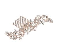 Nvzi Bridal Flower Wedding Hair Pins Crystal Pearl Hair Combs Clips Headpiece Gold Wedding Hair Accessories Jewelry with Rhinestone for Brides Bridesmaids Women Girls (Rose Gold) L889