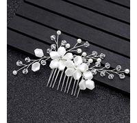 Nvzi Bridal Flower Wedding Hairpins Crystal Pearl Hair Combs Clips Headpiece Gold Wedding Hair Accessories Jewelry with Rhinestone for Brides Bridesmaids Women Girls (Silvery) Z46