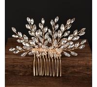 Nvzi Bridal Flower Wedding Hairpins Crystal Pearl Hair Combs Clips Headpiece Gold Wedding Hair Accessories Jewelry with Rhinestone for Brides Bridesmaids Women Girls (Gold) A42