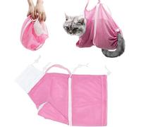 Nvzi-c 1 Piece cat Bath Bag Adjustable pet Shower mesh Bag cat Bath Bag, cat Bath Gadget cat Dog Fixed Bag Bath Bag Nail Trimming Beauty Feeding Medicine (Pink)