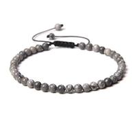 Nvzi -c handmade beaded bracelet, suitable for both men and women, 4mm fine beaded bracelet woven with adjustable natural stone beads handmade bracelet (grey), 0.4cm/0.2in, no, 0.4cm/0.2in, No