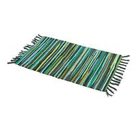 Nvzi Chindi Rag Rug, Machine Washable Cotton Reversible Rag Rug Hand Woven Multi Color Striped Area Rug Floor Rugs for Bedroom, Living Room, Kitchen and Laundry Room (28" x 47", Green)