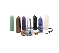Nvzi Healing Crystal Wands, Crystal Towers, Orgone 7 Chakra Necklace with Premium Gift Box, 7 Chakra Crystals and Healing Stones Set, Crystals for Beginners Kit, Wiccan Crystals
