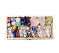 Nvzi Healing Crystals Kit in Wooden Box, Chakra Crystals Set, Crystals for Beginners, Meditation Accessories, Cristal Stone, Amethyst Crystal, Raw Crystals and Gemstones, Spiritual Gifts for Women