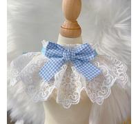 Nvzi L Size Lace Pet Collar Dog Saliva Towel Cute Round Neck Scarf - 1 Piece,Blue
