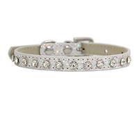 Nvzi M Size Rhinestone Dog Cat Collar Adjustable Pet Collar PU Leather, for Cats and Dogs,1 Pcs-White