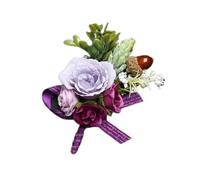 Nvzi Pack of 2 Brooch Bouquet Corsage Classic Artificial Groom Bride Flowers with Pin Suit Decoration Boutineers for Men Wedding, Prom, Party,Homecoming,Purple D