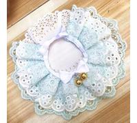 Nvzi Pet Bib for Cats Lace Cat Collar Style, Soft Polyester Bib for Kittens, Cute and Functional Accessory-Green Golden Bell,M Size, 1 Piece