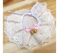 Nvzi Pet Bib for Cats Lace Cat Collar Style, Soft Polyester Bib for Kittens, Cute and Functional Accessory-White Golden Bell,XS Size, 1 Piece