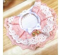 Nvzi Pet Bib for Cats Lace Cat Collar Style, Soft Polyester Bib for Kittens, Cute and Functional Accessory-Pink Golden Bell,M Size, 1 Piece