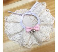 Nvzi Pet Bib for Cats Lace Cat Collar Style, Soft Polyester Bib for Kittens, Cute and Functional Accessory-White Silver Bells,X Size, 1 Piece