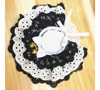 Nvzi Pet Bib for Cats Lace Cat Collar Style, Soft Polyester Bib for Kittens, Cute and Functional Accessory-Black Golden Bell,L Size, 1 Piece