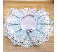 Nvzi Pet Bib for Cats Lace Cat Collar Style, Soft Polyester Bib for Kittens, Cute and Functional Accessory-Green Silver Bells,XL Size, 1 Piece