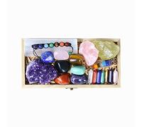 Nvzi Premium Crystals and Healing Stones Set in Wooden Display Box, 7 Chakra Stones, Gemstones and Crystals Kit, Raw Crystals for Beginners, Witchcraft Supplies and Tools, Spiritual Gifts for Women