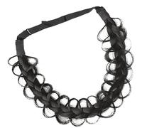 Nvzi Synthetic Hair Braided Headband Classic Wide Strands Wedding Disorderly Fluffy Braids Wig Band Women Beauty Accessory，Jet Black B