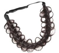 Nvzi Synthetic Hair Braided Headband Classic Wide Strands Wedding Disorderly Fluffy Braids Wig Band Women Beauty Accessory，Black brown B