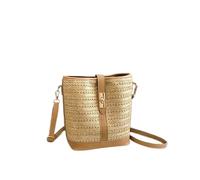Nvzi Women's Woven Shoulder Bag Woven Tote Bag and Cosmetic Bag,Summer Beach Weaving Chic Woven Tote Handbags Shoulder Bags 8.66 * 4.33 * 7.87inch -Khaki A