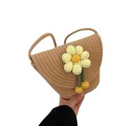 Nvzi Women's Woven Shoulder Bag Woven Tote Bag and Cosmetic Bag,Summer Beach Weaving Chic Woven Tote Handbags Shoulder Bags 9.44 * 3.54 * 6.29inch-Kahki A