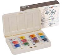 NW White Nights Artists Watercolour Set 12 Whole Pans, Plastic Box Unique Color Scheme and Design