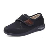 Nwarmsouth Adjustable Comfort Slippers,Loose foot fat diabetic shoes, adjustable shoes for the elderly-UK6.5_black,Cozy Arthritis Edema House Shoes