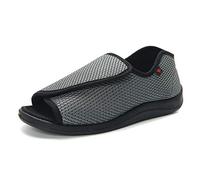 Nwarmsouth Adjustable Comfort Slippers,Special foot type elderly shoes, swollen feet after injury shoes-UK10_grey,Cozy Arthritis Edema House Shoes
