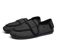 Nwarmsouth Diabetic Easy Close Slipper,Old man's foot swelling men's shoes, opening adjustment diabetic shoes-UK8.5_light gray,Wide Fit Fully Washable Slipper