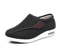 Nwarmsouth Diabetic Shoes Walking Shoe,Adjustable breathable shoes, valgus and swollen feet shoes-UK6_black,Plantar Fasciitis Trainers Air Shoe