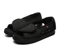 Nwarmsouth Indoor Outdoor House Shoes for Diabetes,Swollen feet and deformed breathable shoes, diabetes rehabilitation shoes-UK6.5_black,Adjustable Comfort Slippers