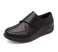 Nwarmsouth Slipper Diabetic Oedema Boot Wide,Magic Tape Casual Leather Shoes, Non-Slip Plus Fat Elderly Shoes-Black_UK5,Arthritis Slippers Wide Fit Shoe