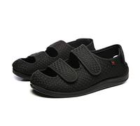 Nwarmsouth Unisex Adults Health Shoe,Foot swollen thumb eversion sandals, adjustable shoes for the elderly-UK10.5_black,Edema Shoes Diabetic Wide
